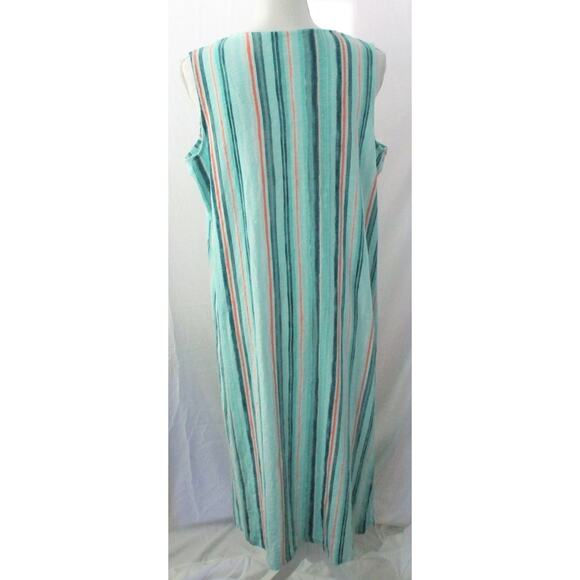 Denim & Co. Naturals Women's Blue Striped Sleeveless Stretch Maxi Dress Size L. - Picture 5 of 8